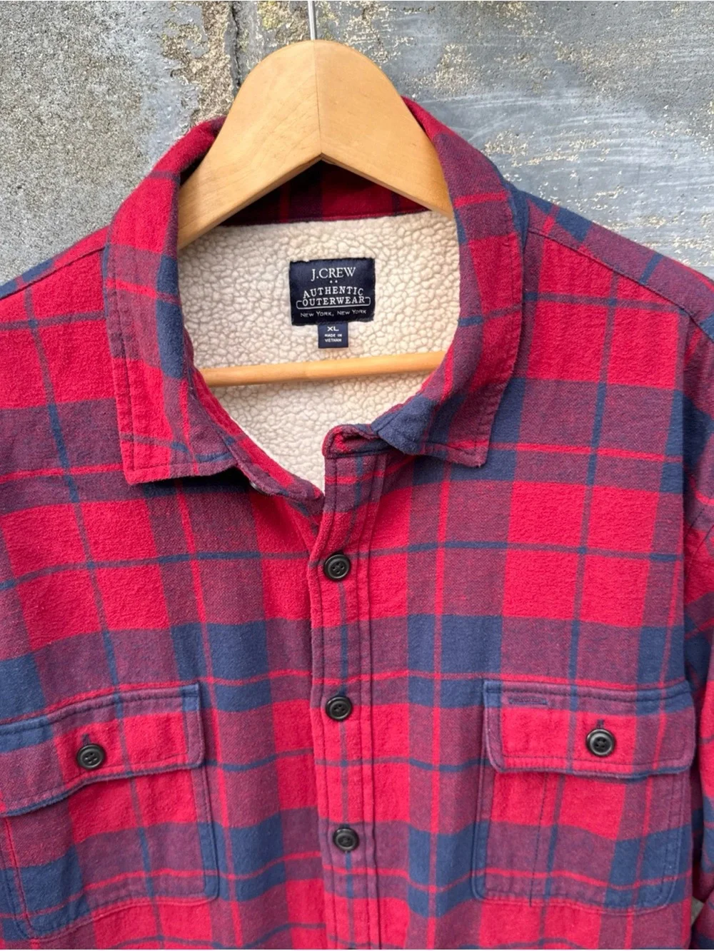 J Crew Sherpa Lined Shirt Jacket Shacket XL Plaid Flannel Outdoor Chore Fall